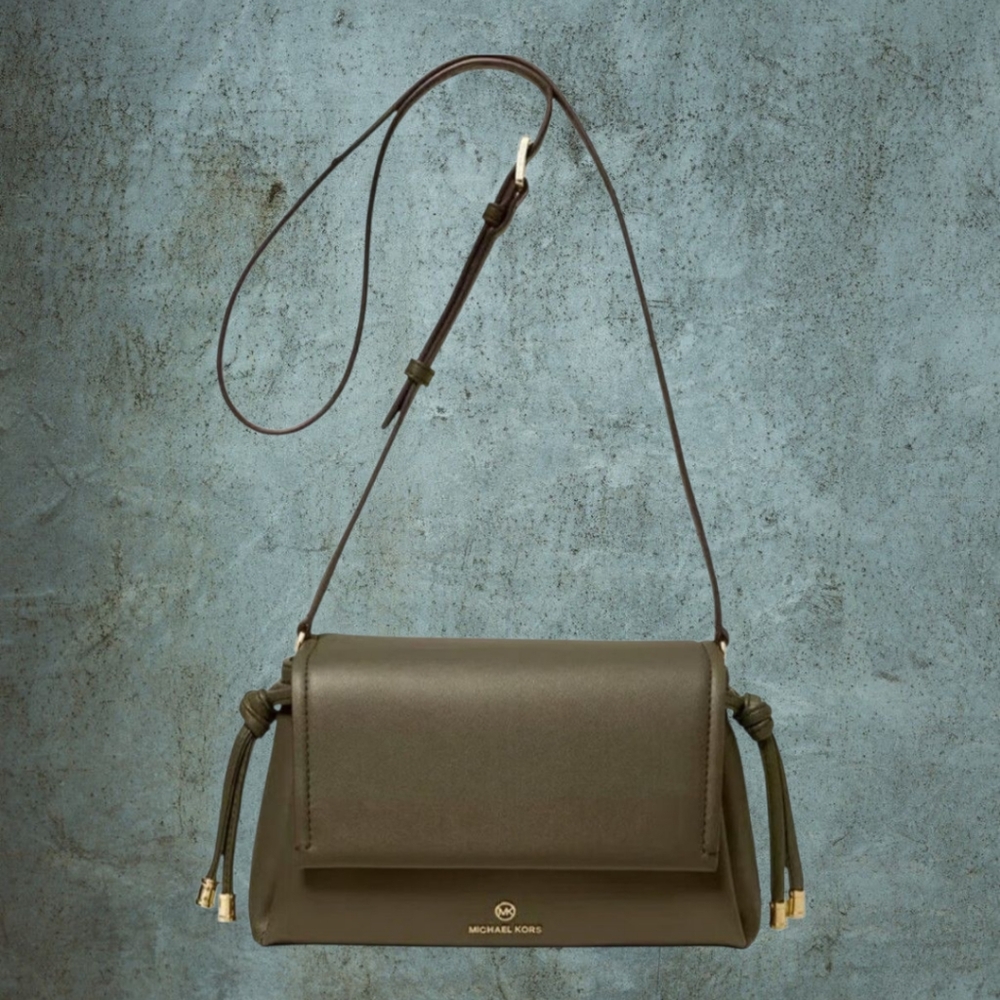 MICHAEL KORS Pearl Vegan Leather Magnetic Flap Two Way Shoulder Crossbody Bag